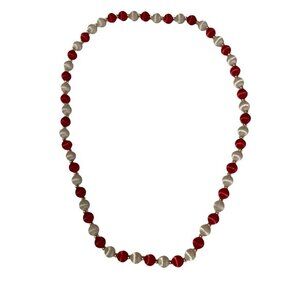 Red & White‎ Beaded Necklace Fashion Jewelry